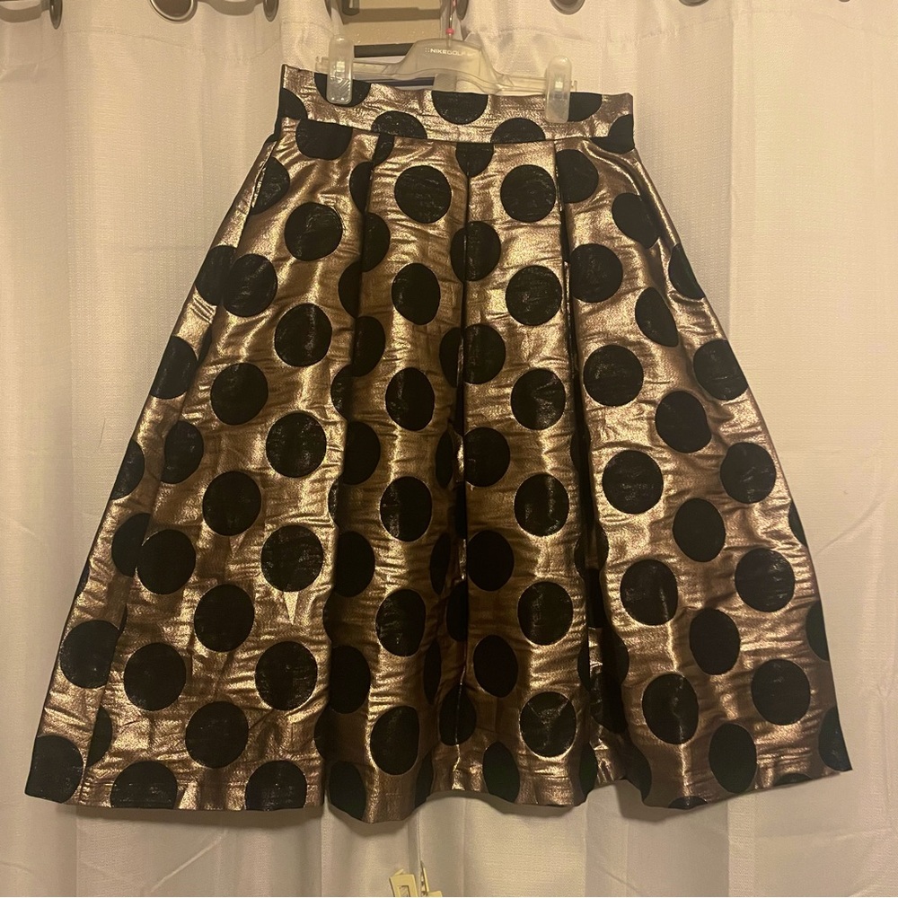 RN Studio By Ronni Nicole Vintage Polka Dot Skirt Gold and Black Size 10